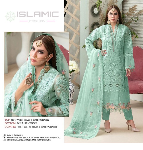 Unstitched Party Wear Ladies Designer Pakistani Green Suits