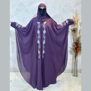 Indonesian Heavy Diamond Chiffon Purple Abaya Burqa