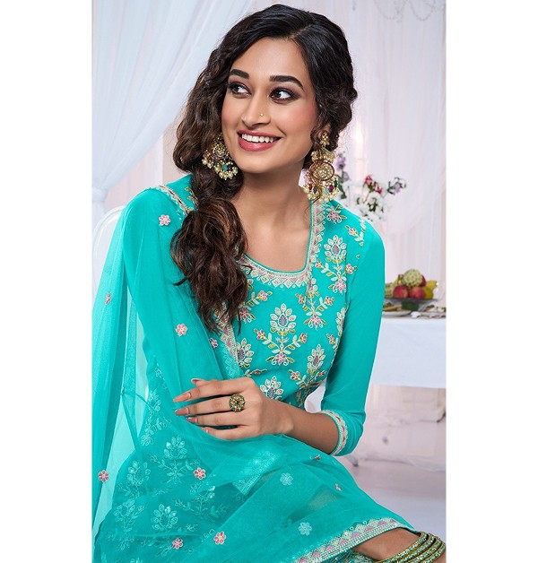 Islamic Fashion Long Flair Kurti with Palazzo-1