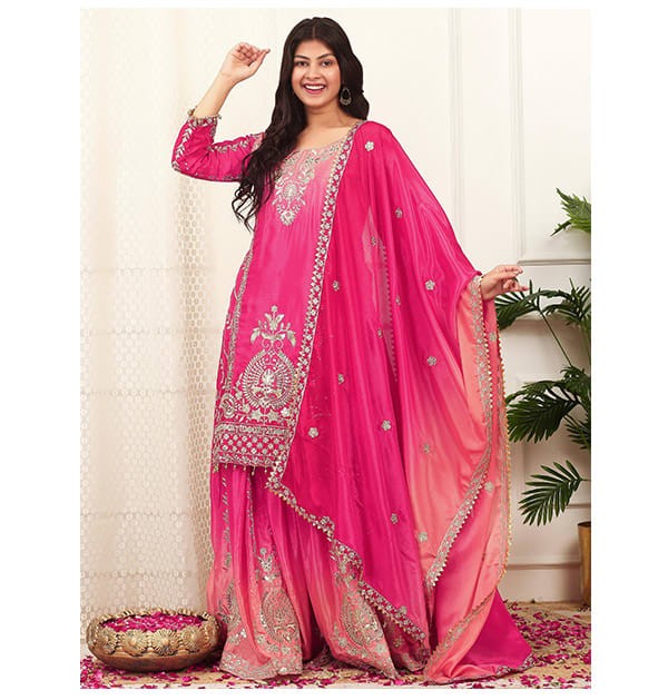 Royal Shade Embellish Top Plazzo Set - Image 2