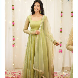 Royal Aurelia Tabby Organza Anarkali Ensemble2