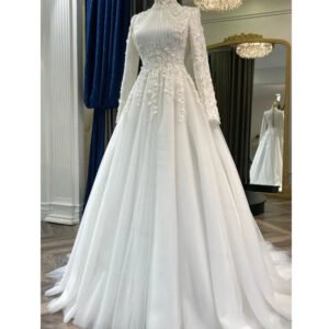 Elegant-Muslim-Wedding-Gown-Long-Sleeves-Bridal-Dress