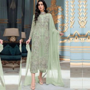 Embroidered Organza in Green Pakistani Salwar Kameez Dupatta