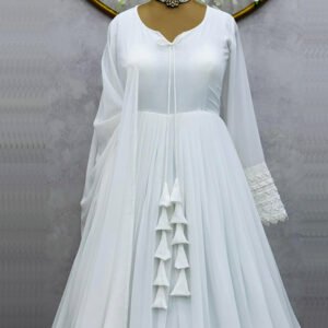 Georgette With Inner White Womens Gowns