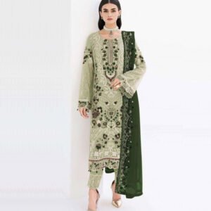 Georgette Green Embroidered Salwar Kameez with Dupatta