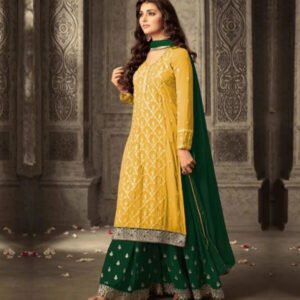 Semi Stitched Georgette Kurta & Sharara Fabric Embroidered