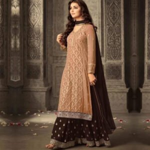 Semi Stitched Georgette Rubber and Oil Color Kurta & Sharara