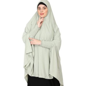 Stretchable Jersey Smoking at Sleeve Sage Green Prayer Hijab