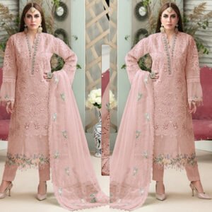 Unstitched Party Wear Ladies Designer Pakistani Orange Suits