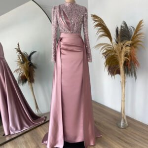 Evening Gown Dusty Rose color Dress Formal Sweep