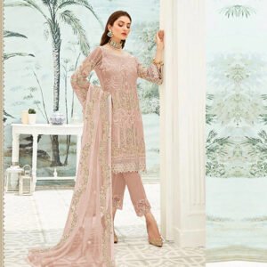 Georgette With Heavy Embroidery Work Pakistani Suit chiku Color