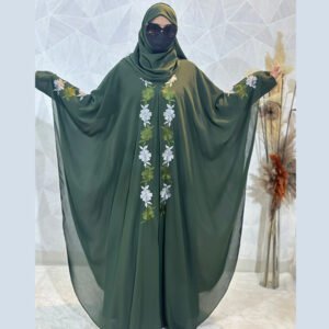 Indonesian Heavy Diamond Chiffon Green Abaya Burqa