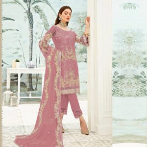 Pakistani Embroidered Designer Georgette Top And Pant with Dupatta