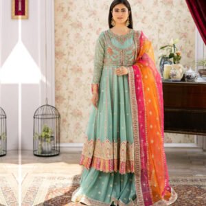 Islamic Fashion Chiffon Aqua Color Sharara Suit