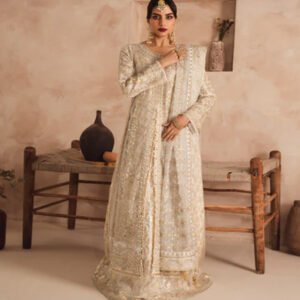 indian three piece stitched outfit white color maxi dress-3