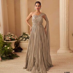 Aarohi Premium Chinon Silk Gown 3 Pieces Set