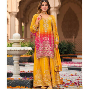 Husnara Premium Chinon Suit Set yellow Colour2
