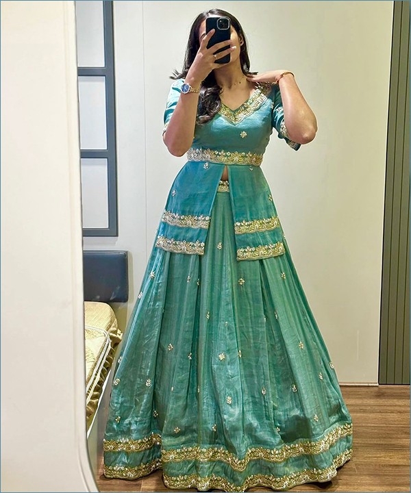 Wedding Wear Chinon Silk Lehenga Choli Set with Sequence Work - Image 2