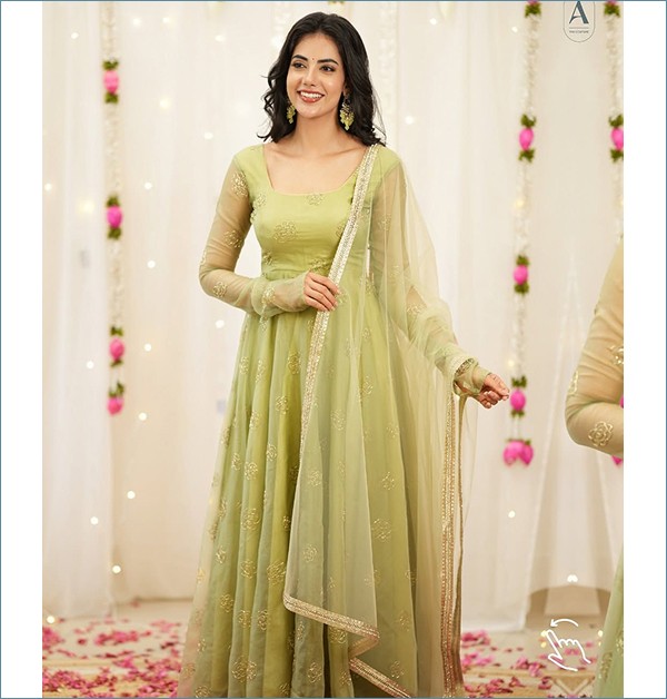 Royal Aurelia Tabby Organza Anarkali Ensemble3